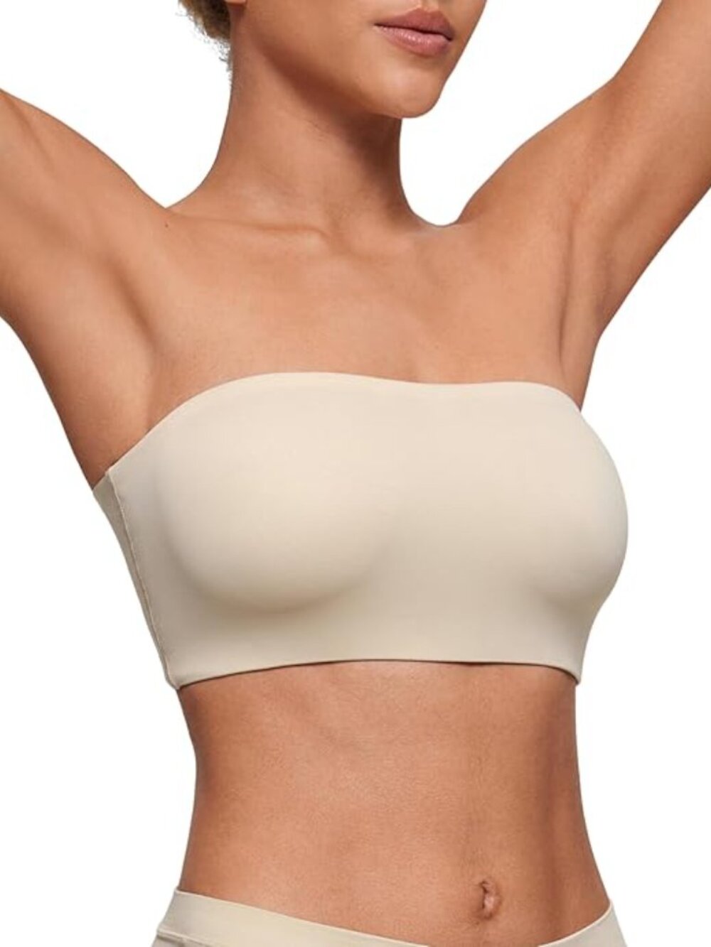 CRZ YOGA Women's Softhold Double Lined Strapless Bralette Size L In Mojave Tan